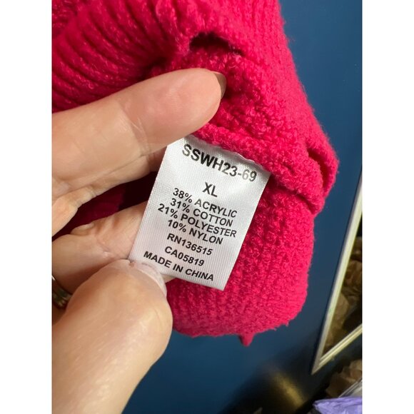 Stitches + Stripes Hot Pink Waffle Knit Sweater XL - Picture 6 of 9